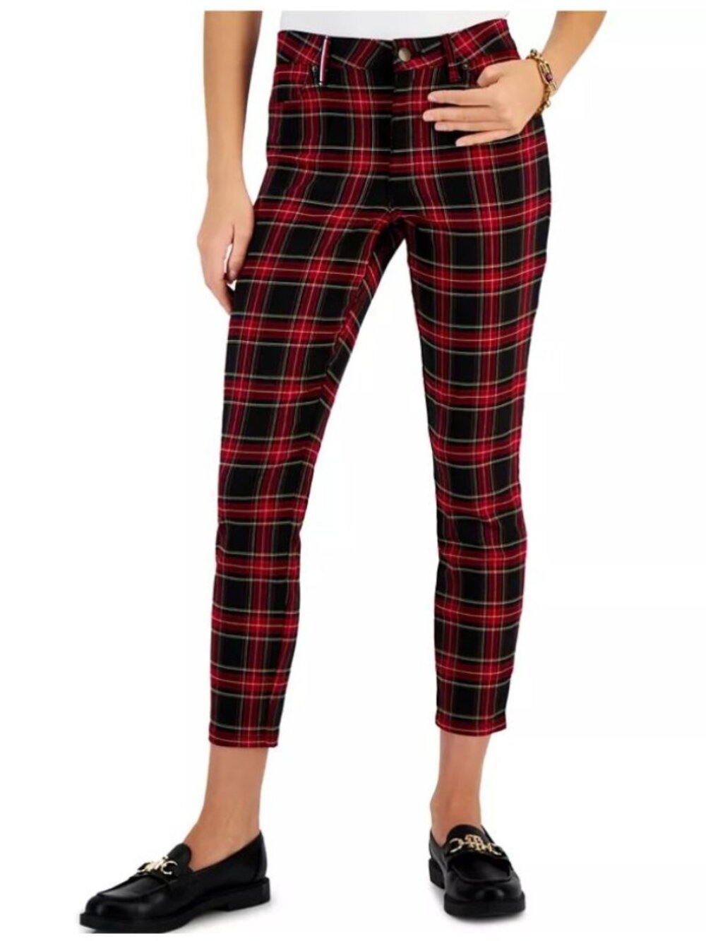Tommy Hilfiger THELEX Tailored To Move Plaid Skinny Pants Women's Petite 30WX30L